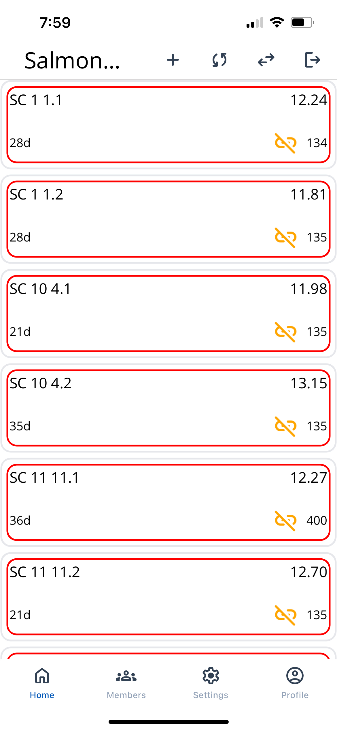 CTRL-View field visibility screen showing multiple monitored stations